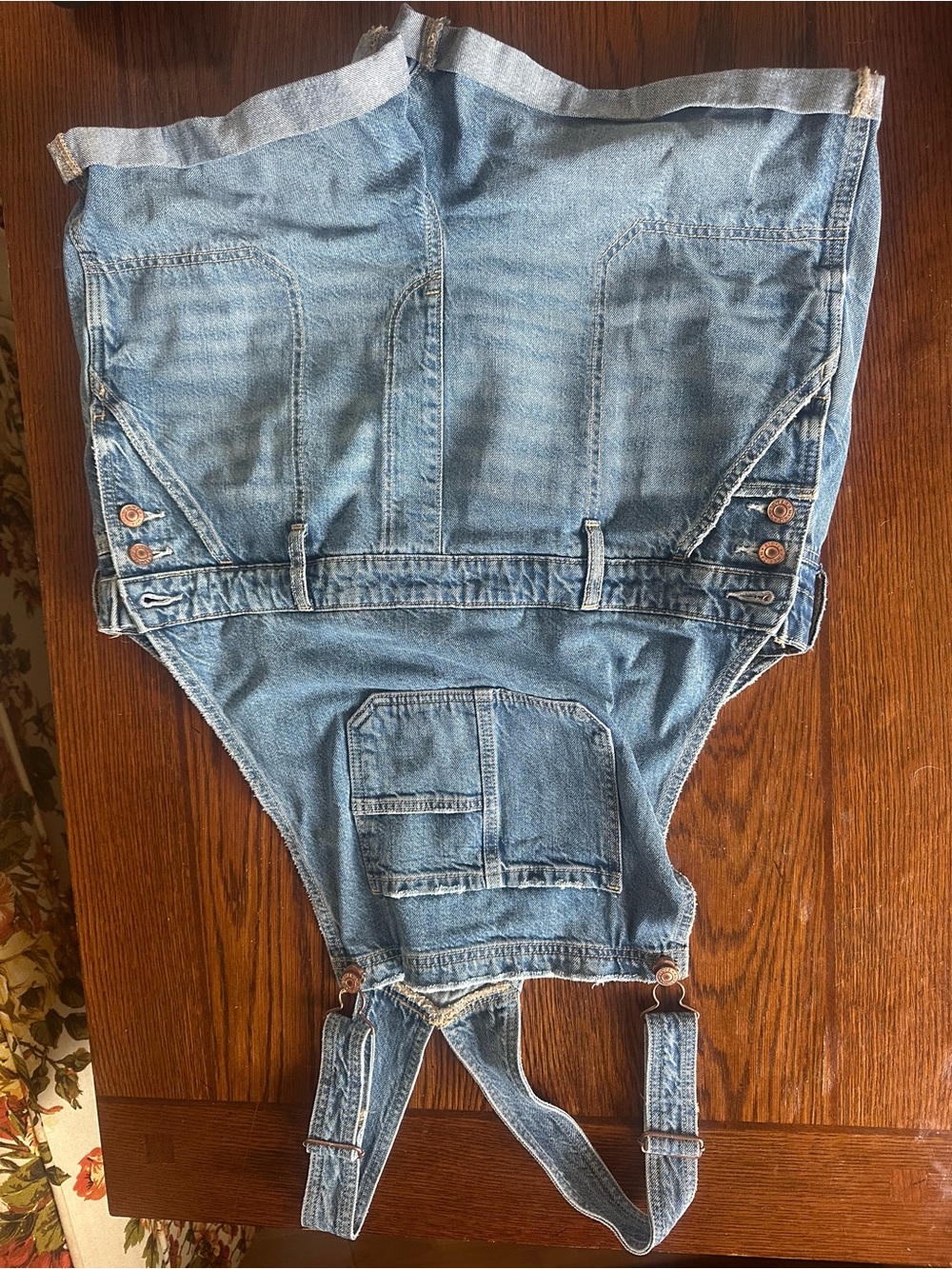 American Eagle Outfitters Light Blue Denim Overalls with Front Patch Pocket
